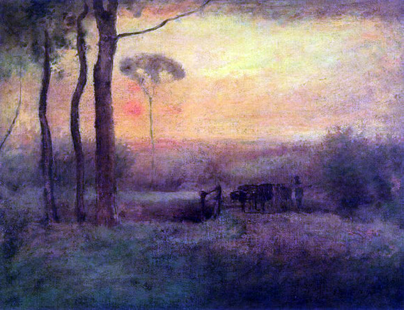 George Inness Pastoral Landscape at Sunset - Art Print