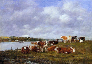  Eugene-Louis Boudin A Pasturage, the Valley of the Touques - Art Print