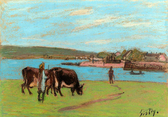  Alfred Sisley Pasture by the Seine - Art Print