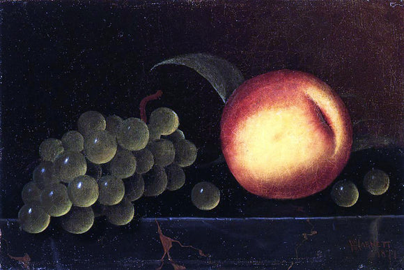  William Michael Harnett Peaches and Grapes - Art Print