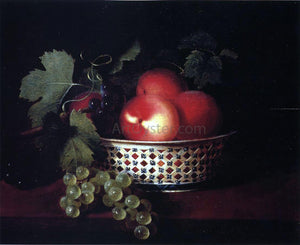  Sarah Miriam Peale Peaches and Grapes in a Porcelain Bowl - Art Print