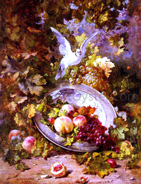  Antoine Bourland Peaches And Grapes With A Dove - Art Print