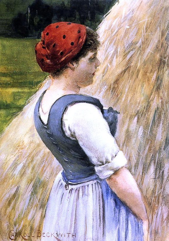  James Carroll Beckwith A Peasant Against Hay - Art Print