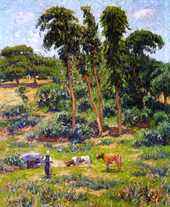  Henri Moret Peasant and Her Herd - Art Print