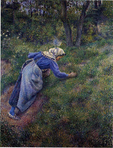  Camille Pissarro Peasant Gathering Grass - Art Print