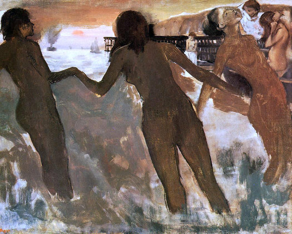  Edgar Degas Peasant Girls Bathing in the Sea at Dusk - Art Print