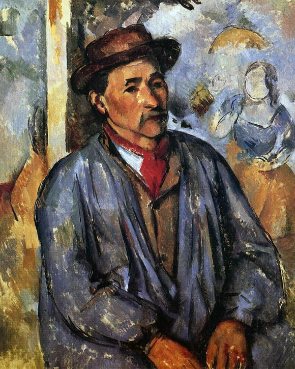  Paul Cezanne Peasant in a Blue Smock - Art Print