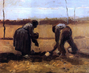  Vincent Van Gogh Peasant Man and Woman Planting Potatoes - Art Print