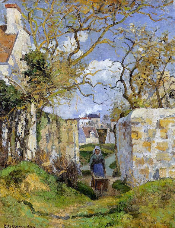  Camille Pissarro Peasant Pushing a Wheelbarrow, Maison Rondest, Pontoise - Art Print