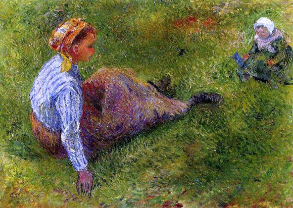  Camille Pissarro Peasant Sitting with Infant - Art Print