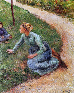  Camille Pissarro Peasant Trimming the Lawn - Art Print