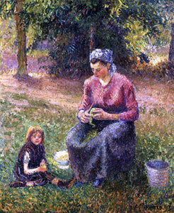  Camille Pissarro A Peasant Woman and Child, Eragny - Art Print