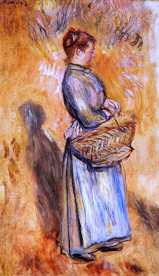  Pierre Auguste Renoir Peasant Woman Standing in a Landscape - Art Print
