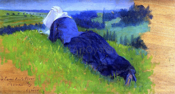  Henri Edmond Cross Peasant Woman Stretched Out on the Grass - Art Print