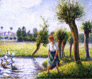  Camille Pissarro Peasant Woman Watching the Geese - Art Print