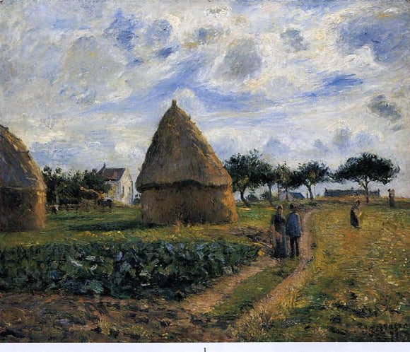  Camille Pissarro Peasants and Hay Stacks - Art Print