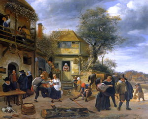  Jan Steen Peasants Before an Inn - Art Print