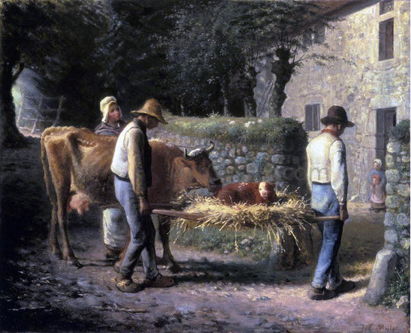  Jean-Francois Millet Peasants Bringing Home a Calf Born in the Fields - Art Print