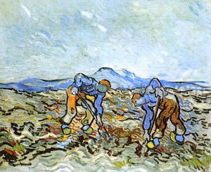  Vincent Van Gogh Peasants Digging up  Potatoes - Art Print