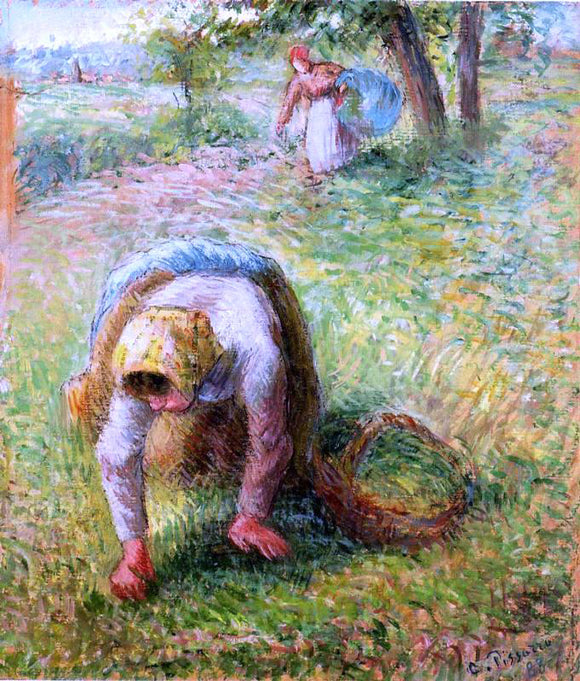  Camille Pissarro Peasants Gathering Grass - Art Print