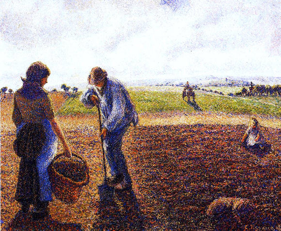  Camille Pissarro Peasants in the Field, Eragny - Art Print