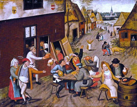  The Younger Pieter Brueghel Peasants Making Merry Outside a Tavern 'The Swan' - Art Print
