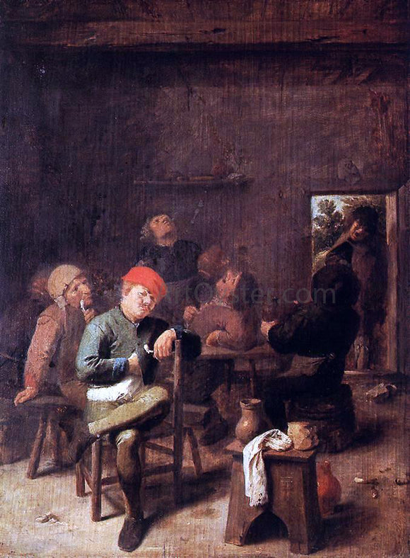  Adriaen Brouwer Peasants Smoking and Drinking - Art Print