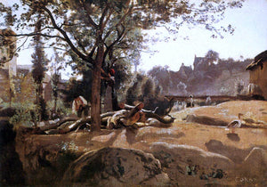  Jean-Baptiste-Camille Corot Peasants under the Trees at Dawn - Art Print