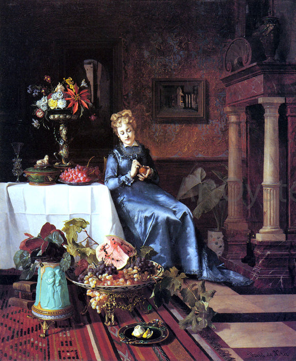  David Emile Joseph De Noter Peeling an Orange - Art Print