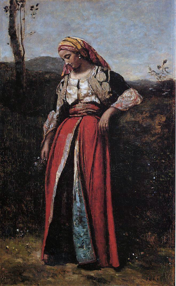  Jean-Baptiste-Camille Corot Pensive Oriental - Art Print