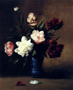  Germain Clement Ribot Peonies In A Blue Vase - Art Print