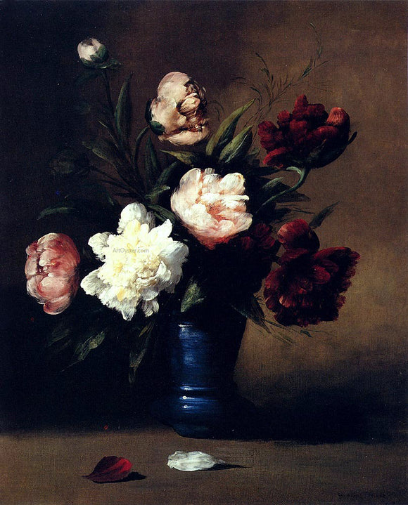  Germain Clement Ribot Peonies In A Blue Vase - Art Print