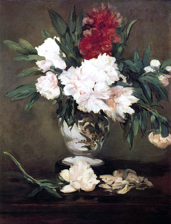  Edouard Manet Peonies in a Vase on a Stand - Art Print