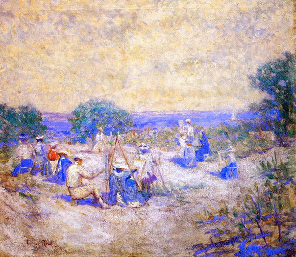  Robert Lewis Reid People Sketching by the Shore - Art Print