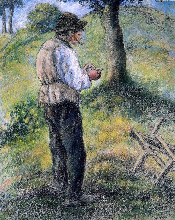  Camille Pissarro Pere Melon Lighting His Pipe - Art Print