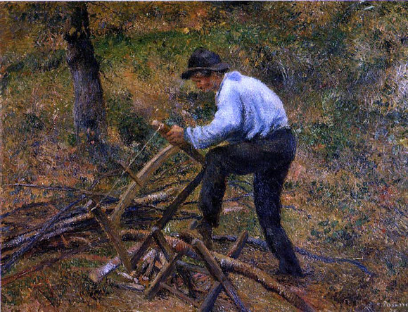  Camille Pissarro Pere Melon Sawing Wood - Art Print