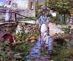  Theodore Robinson Pere Trognon and His Daughter at the Bridge - Art Print