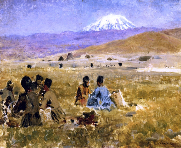  Edwin Lord Weeks Persians Lunching on the Grass, Mt. Ararat in the Distance - Art Print