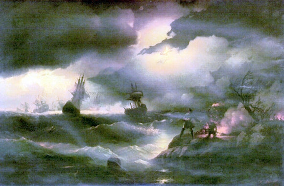  Ivan Constantinovich Aivazovsky Peter the First to Light out a Watch-Fire - Art Print