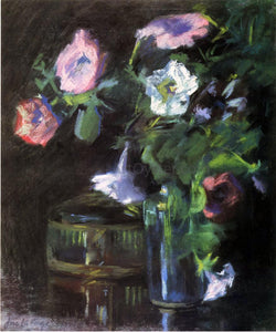  John La Farge Petunias in a Glass Vase - Art Print