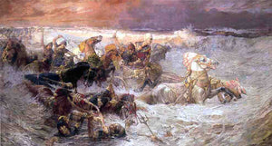  Frederick Arthur Bridgeman Pharoah and His Army Engulfed by The Red Sea - Art Print