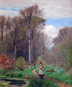  Hans Anderson Brendekilde Picking Anemones in Hunderup Forest - Art Print