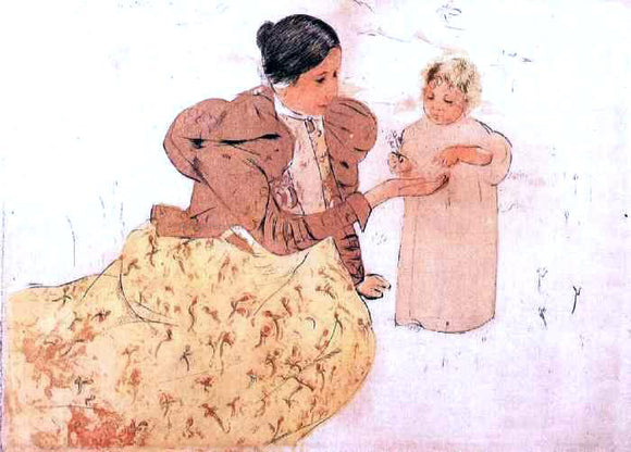  Mary Cassatt Picking Daisies in a Field - Art Print