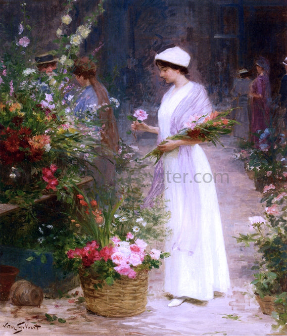  Victor Gabriel Gilbert Picking Flowers - Art Print