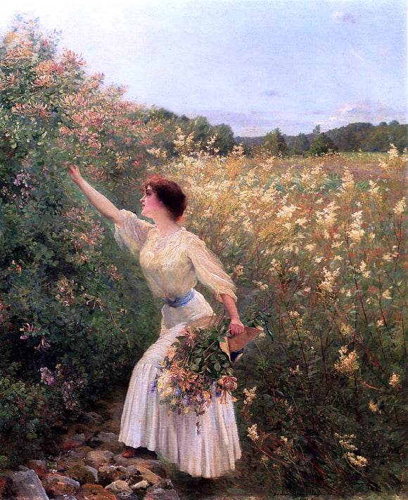  Pierre Andre Brouillet Picking Flowers - Art Print