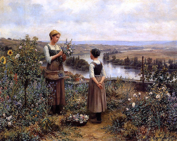  Daniel Ridgway Knight Picking Flowers - Art Print