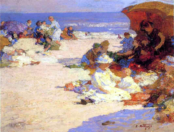  Edward Potthast Picknickers on the Beach - Art Print