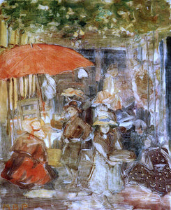  Maurice Prendergast Picnic with Red Umbrella - Art Print