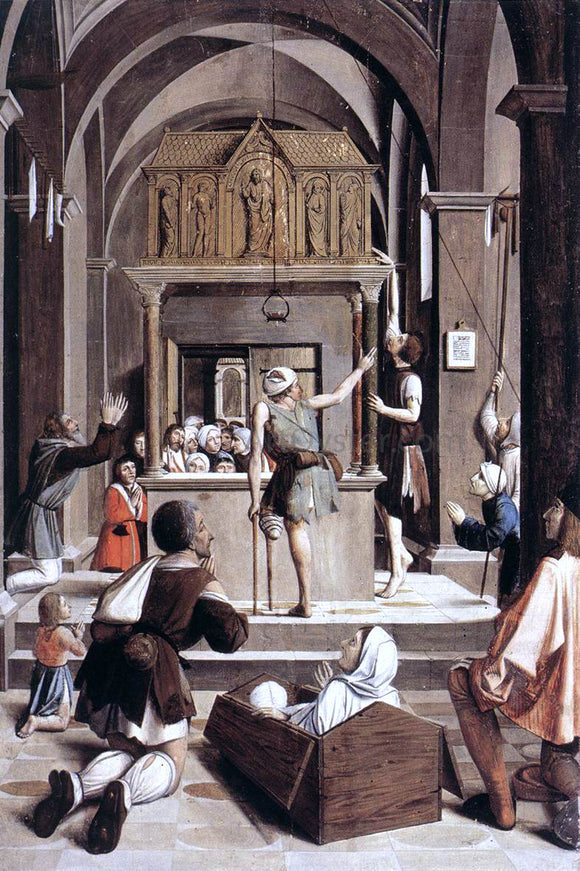  Josse Lieferinxe Pilgrims at the Tomb of St Sebastian - Art Print