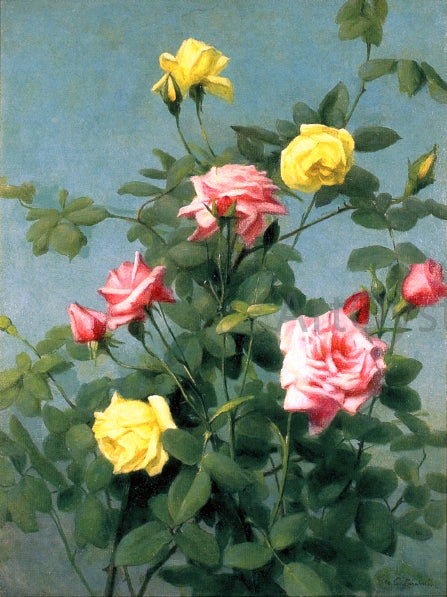  George Cochran Lambdin Pink and Yellow Roses - Art Print